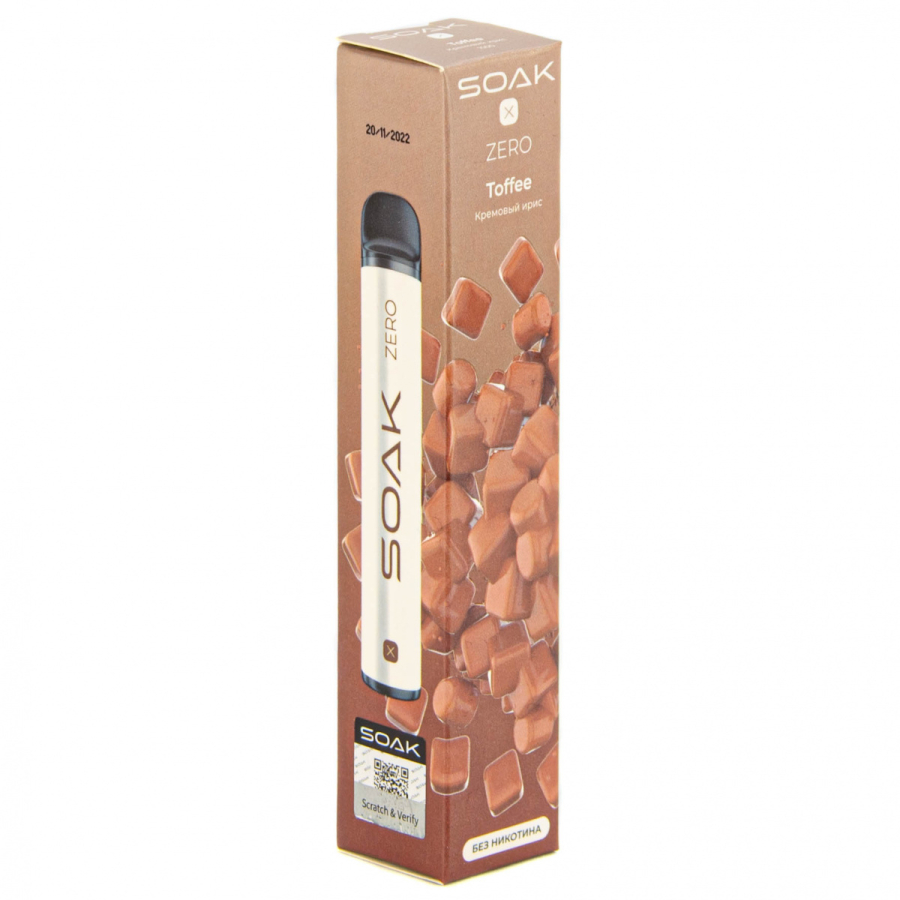 SOAK X ZERO Toffee 1500 затяжек (без никотина)