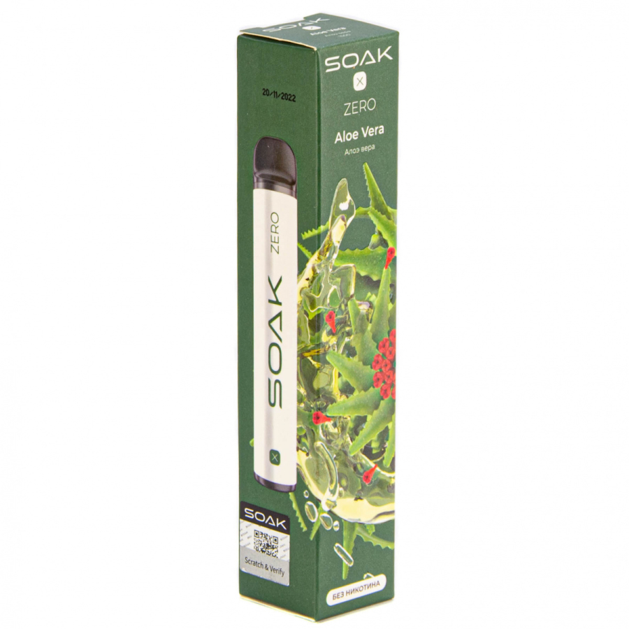 SOAK X ZERO Aloe vera 1500 затяжек (без никотина)